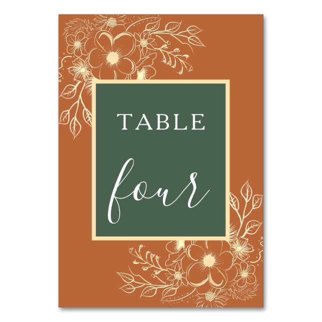 Numéro De Table Olive Green et Terracotta Mariage Numéro de tablea (Par défaut)