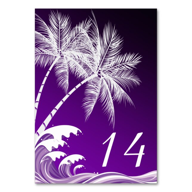Numéro De Table OMBRÉ PURPLE PALMS Table Card (Par défaut)