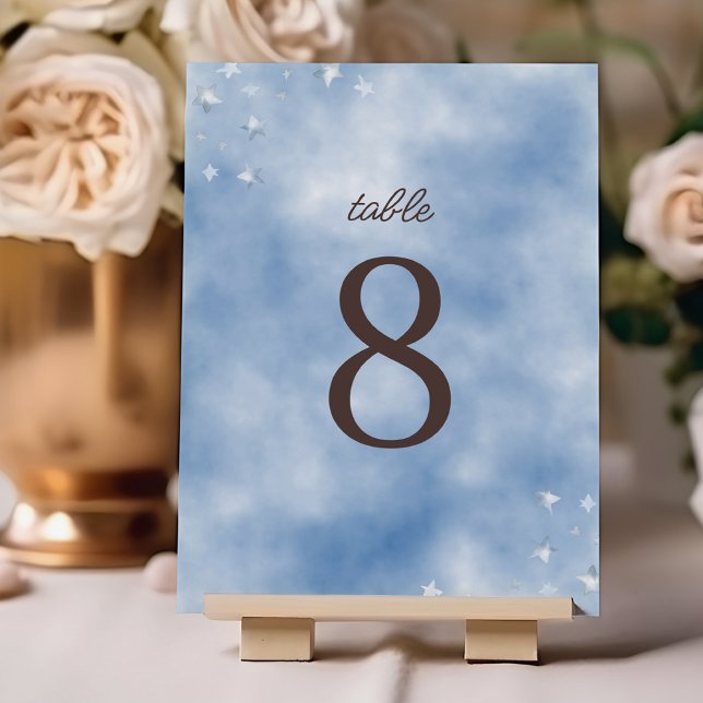 Numéro De Table On peut attendre le Baby shower bleu Pastel (Créateur téléchargé)