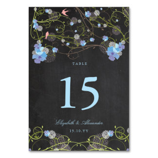 Numéro De Table Onglet de mariage floral Bleu Hibiscus Tourbillons