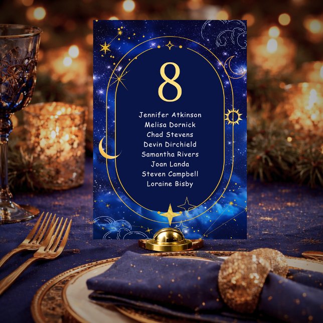 Numéro De Table Or bleu lune mystique céleste disposition de maria (Créateur téléchargé)