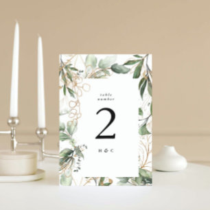 Numéro De Table Or Botanique Eucalyptus Élégant Verdure Moss