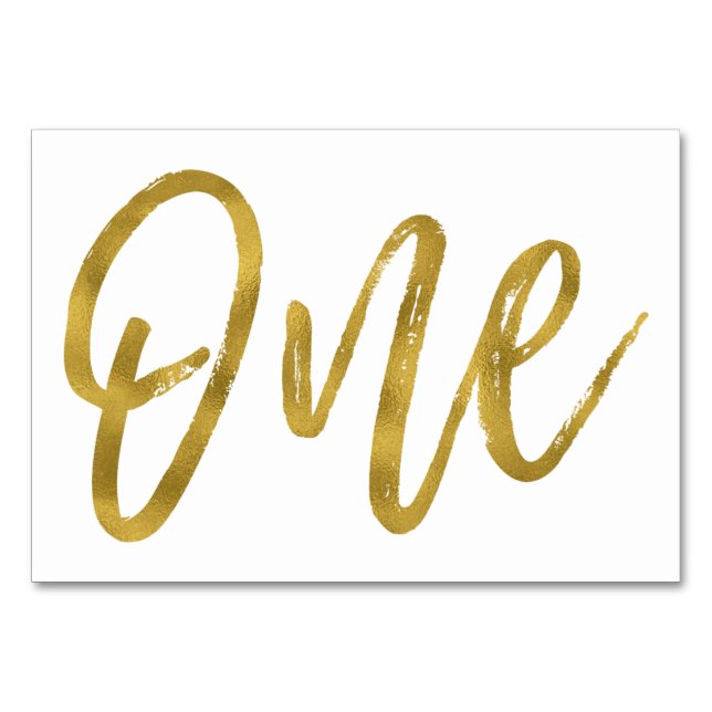 Numéro De Table Or et blanc Élégant Table Numéro Un (Devant)