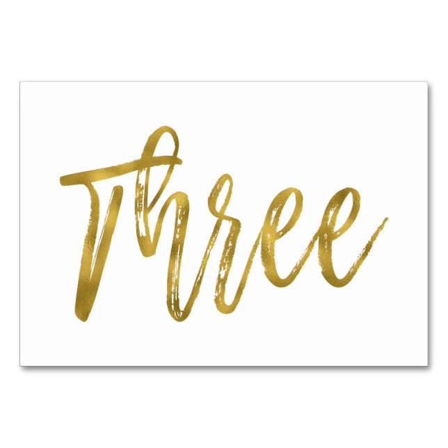 Numéro De Table Or et blanc Élégant Tableau numéro trois (Devant)