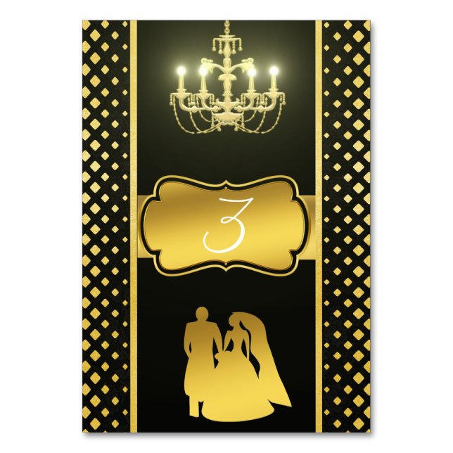 Numéro De Table Or noir (Par défaut)