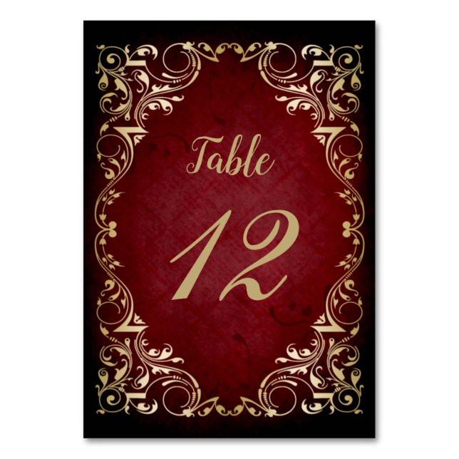 Numéro De Table Or rouge Vintage rustique (Par défaut)