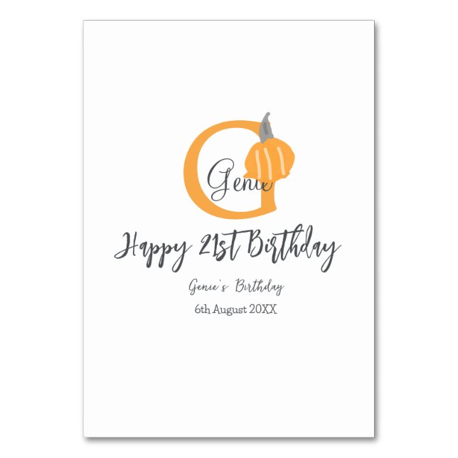 Numéro De Table Orange citrouille automne anniversaire 21e chute d (Par défaut)
