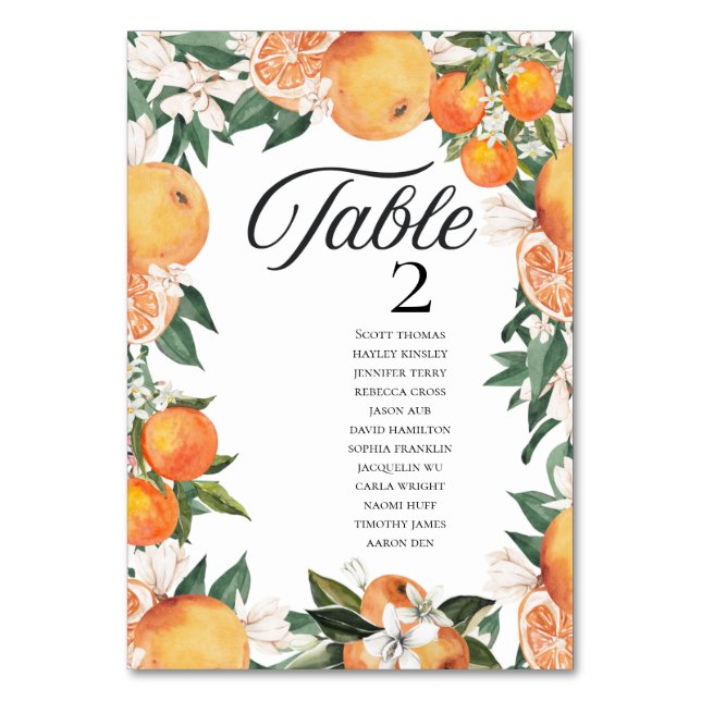 Numéro De Table Oranges romantiques Noms de Mariages (Par défaut)