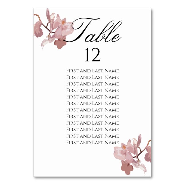 Numéro De Table Orchidée Rose Foncé  (Par défaut)