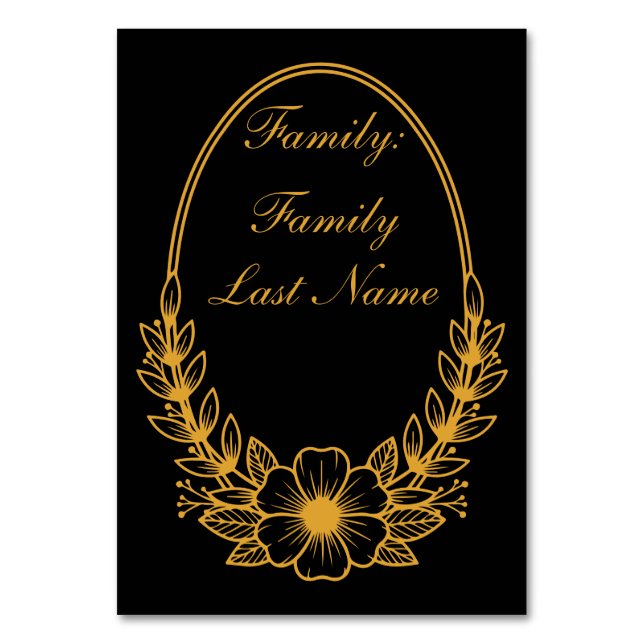 Numéro De Table Ornate Gold Wreath Invitation with Custom Text Des (Par défaut)
