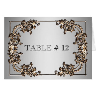 Numéro de table orné en laiton argenté mariage