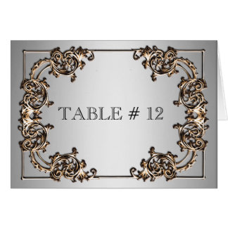 Numéro de table orné en laiton argenté mariage
