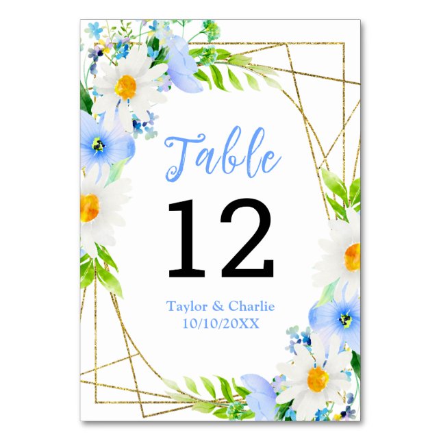 Numéro De Table Oubliez-Moi-Pas Les Marguerites Mariage Floral (Par défaut)