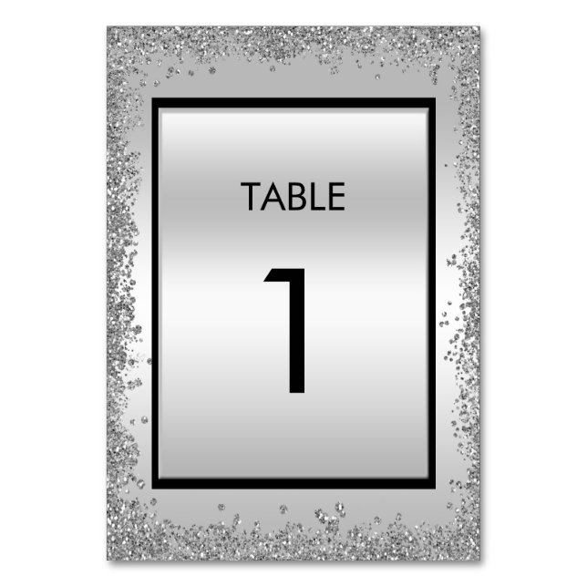 Numéro De Table Pailleté Argent & Noir 25e Anniversaire de Mariage (Par défaut)
