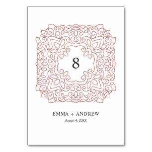 Numéro De Table Pailleté Orné Élégant Rose Gold