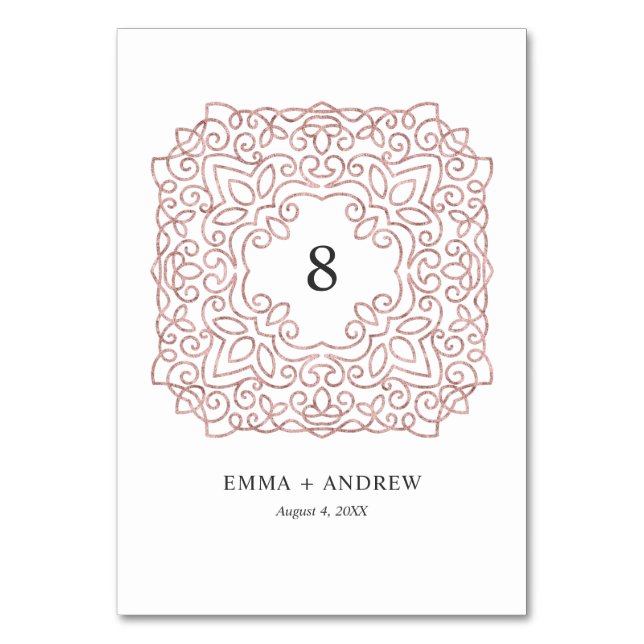 Numéro De Table Pailleté Orné Élégant Rose Gold (Par défaut)