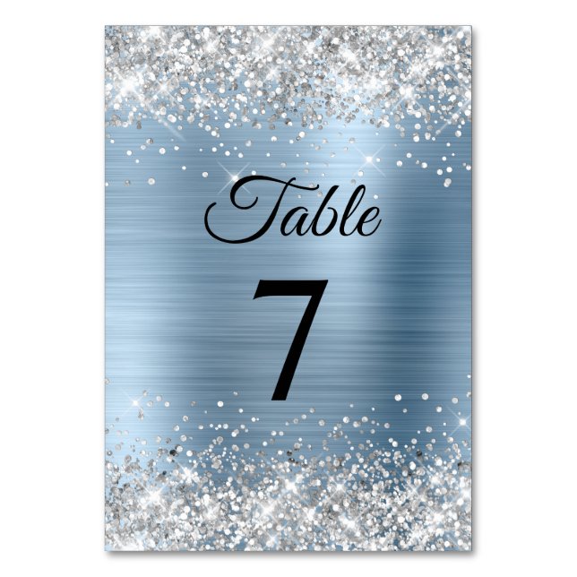 Numéro De Table Paillettes argentées bleu clair métallisé (Par défaut)