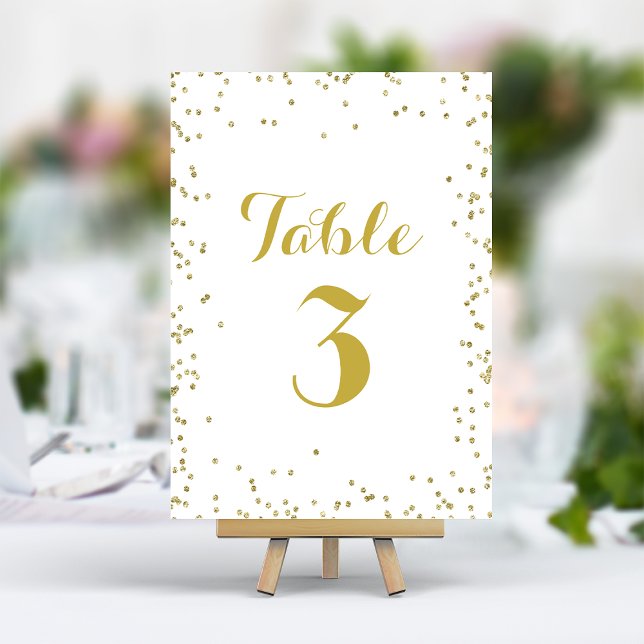 Numéro De Table Paillettes de faux or élégant confetti petits poin (Créateur téléchargé)