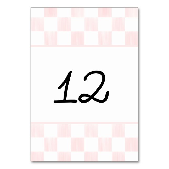 Numéro De Table Painted Pink Checkerboard Pattern Wedding (Par défaut)