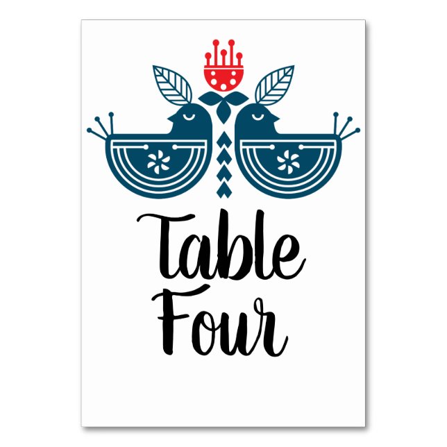 Numéro De Table Paire d'oiseaux amoureux d'art populaire (Par défaut)