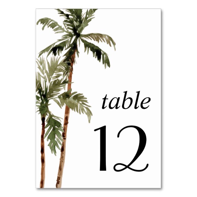 Numéro De Table Palm Tree Tropical Island Minimal Beach Wedding (Par défaut)