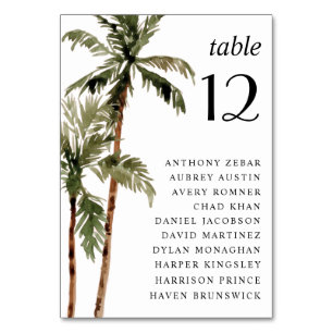 Numéro De Table Palm Tree Tropical Island Minimal Beach Wedding