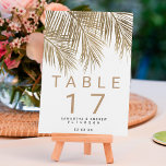 Numéro De Table Palmier d'or faux moderne élégante table de mariag<br><div class="desc">Aquarelle de palmier d'or simple moderne avec typographie simple,  un thème de numéro de table mariage tendance et tropical sur feuille de palmier.</div>