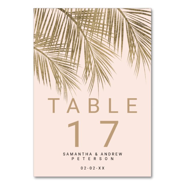Numéro De Table Palmier d'or moderne élégante table de mariage ros (Par défaut)