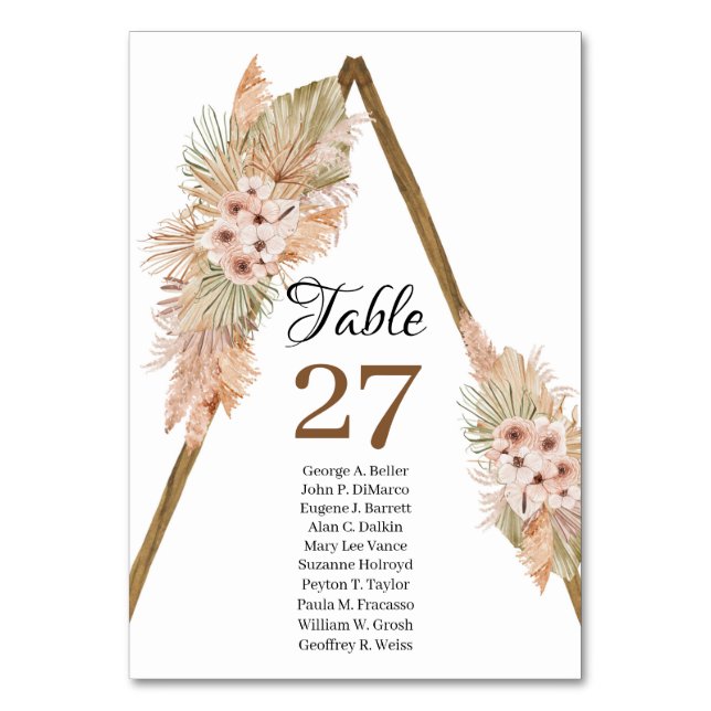 Numéro De Table Palmier séché en laiton Boho Pampas Arche en bois (Par défaut)