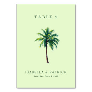 Numéro De Table Palmier Tropical Menthe Serein