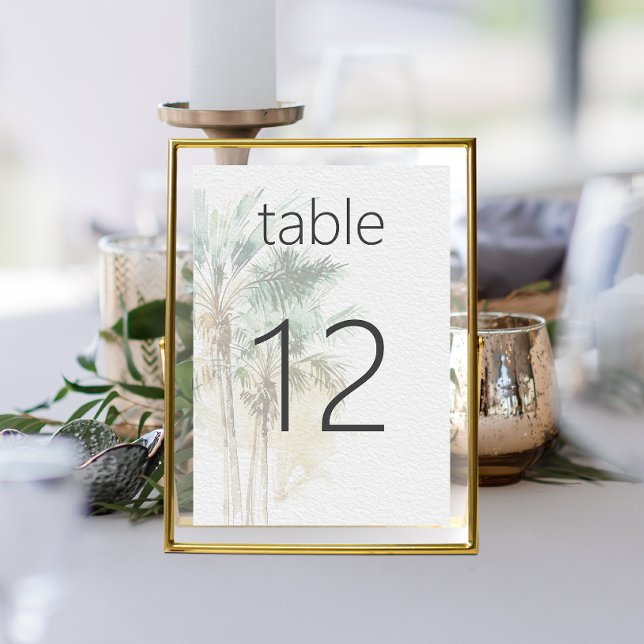 Numéro De Table Palmiers tropicaux Mariage moderne (Tropical Palm Trees Modern Wedding Table Number)