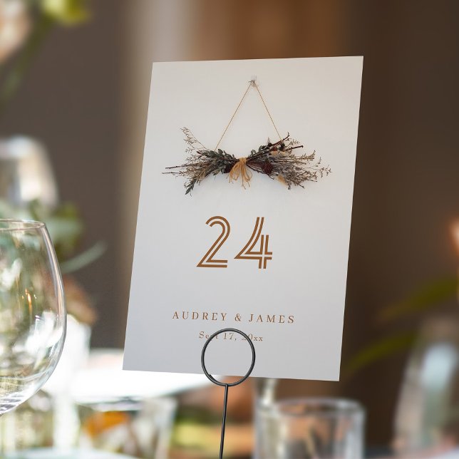Numéro De Table Pampas Fleur sauvage séché | Décor Mariage rustiqu ( Dried Wildflower Pampas Rustic Wedding Decor Table Number )