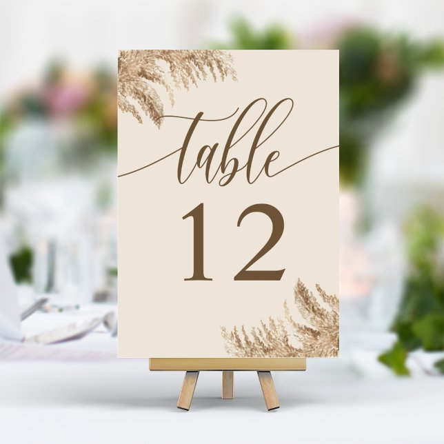 Numéro De Table Pampas Grass Bohemian Exotic Mariage (Créateur téléchargé)