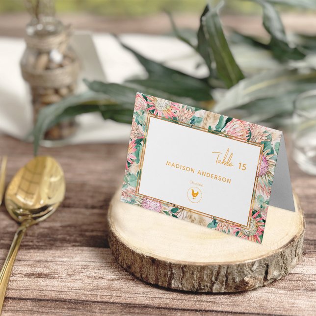 Numéro De Table Pampas Grass Chicken Meal Choice Guest Name Card (Créateur téléchargé)
