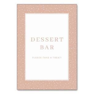 Numéro De Table Pancarte de dessert au point polka pêche chaud