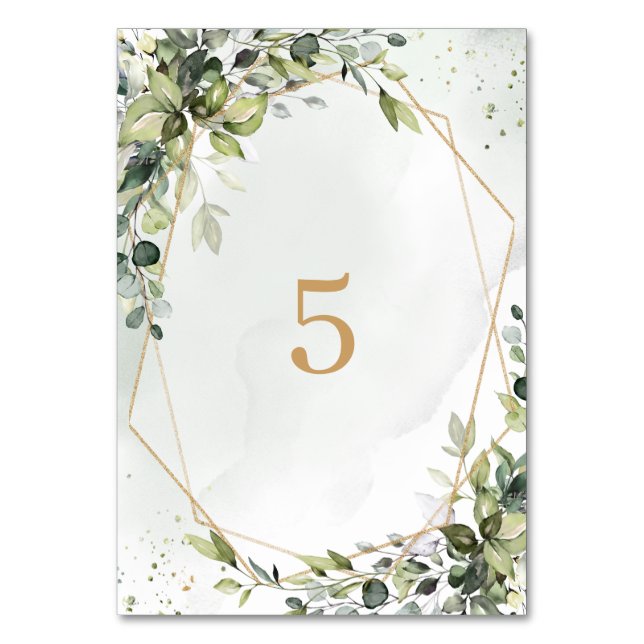 Numéro De Table Pancarte de table de mariage géométrique eucalyptu (Par défaut)