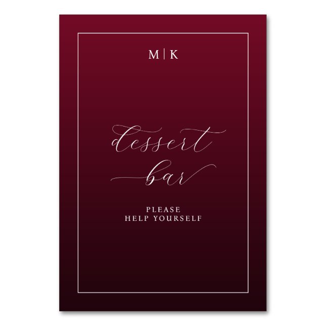 Numéro De Table Panneau de bar à dessert élégant en cursive marron (Par défaut)