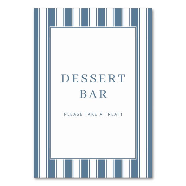 Numéro De Table Panneau de bar à dessert élégant rayé bleu (Par défaut)