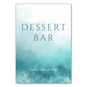 Numéro De Table Panneau de bar à desserts à l'aquarelle bleue sere
