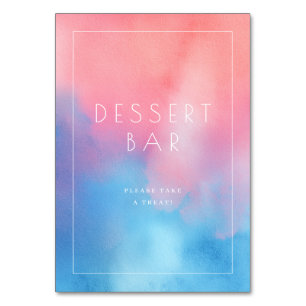Numéro De Table Panneau de bar à desserts à l'aquarelle rose bleu