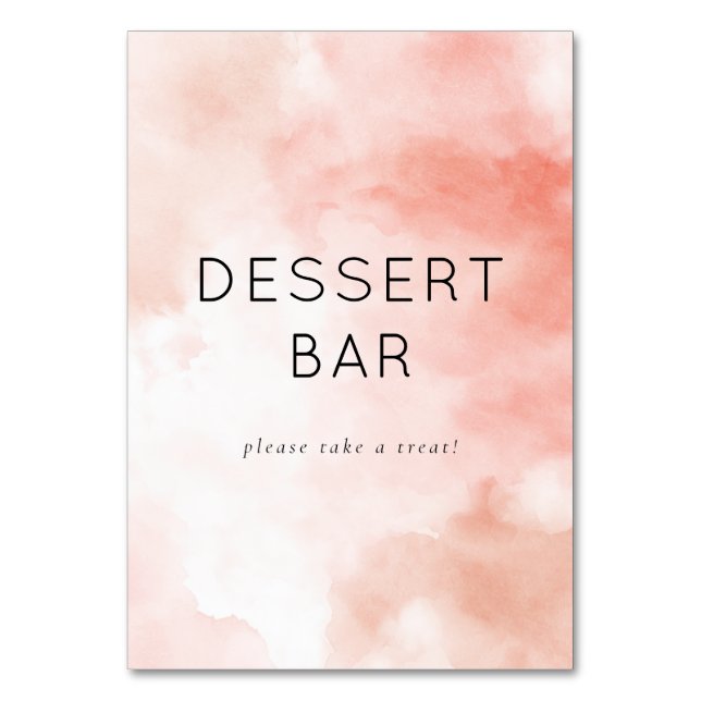Numéro De Table Panneau de bar à desserts à l'aquarelle rose chaud (Par défaut)