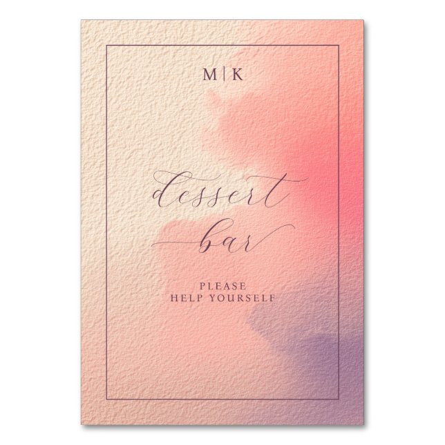 Numéro De Table Panneau de bar à desserts à l'aquarelle rose fanta (Par défaut)