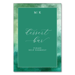 Numéro De Table Panneau de bar à desserts à l'aquarelle verte apai