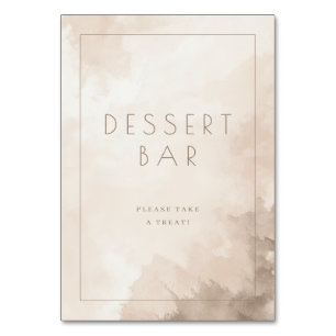 Numéro De Table Panneau de bar à desserts aquarelle beige calme