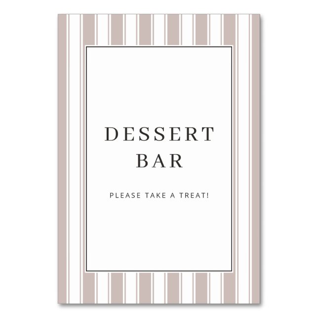 Numéro De Table Panneau de bar à desserts beige élégant (Par défaut)