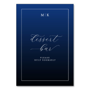 Numéro De Table Panneau de bar à desserts élégant en bleu marine