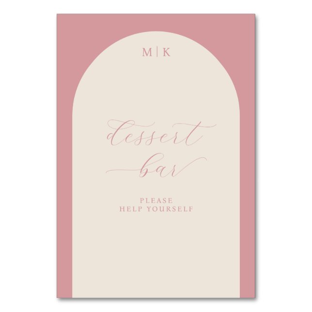 Numéro De Table Panneau de bar à desserts élégant en cursive rose (Par défaut)