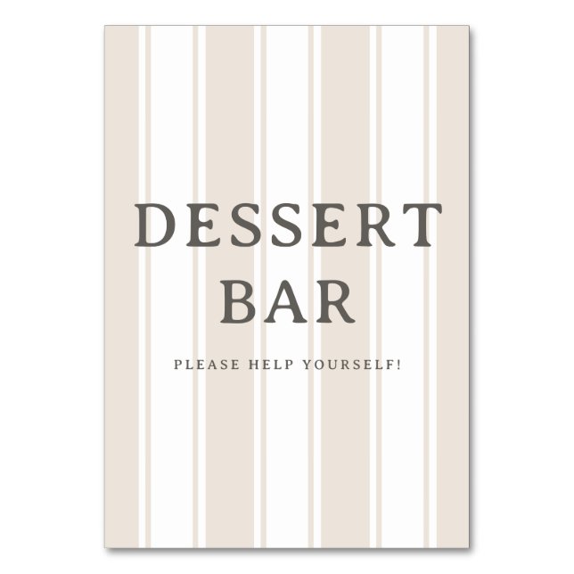 Numéro De Table Panneau de bar à desserts élégant rayé beige (Par défaut)