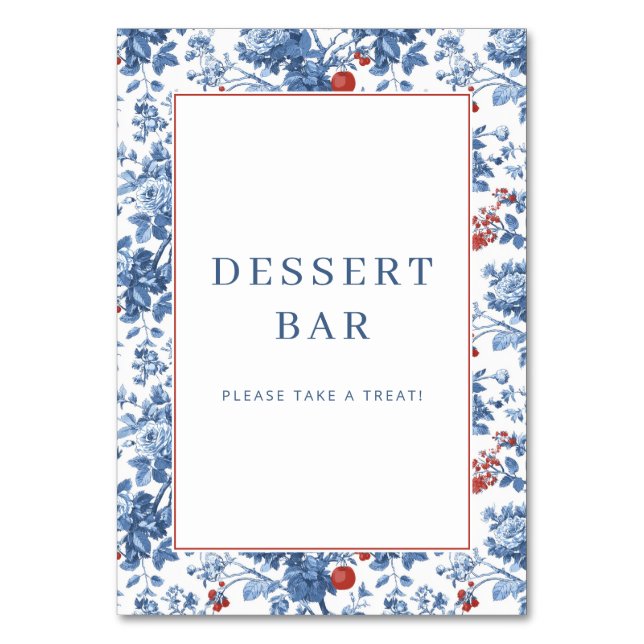 Numéro De Table Panneau de bar à desserts floral bleu joyeux (Par défaut)