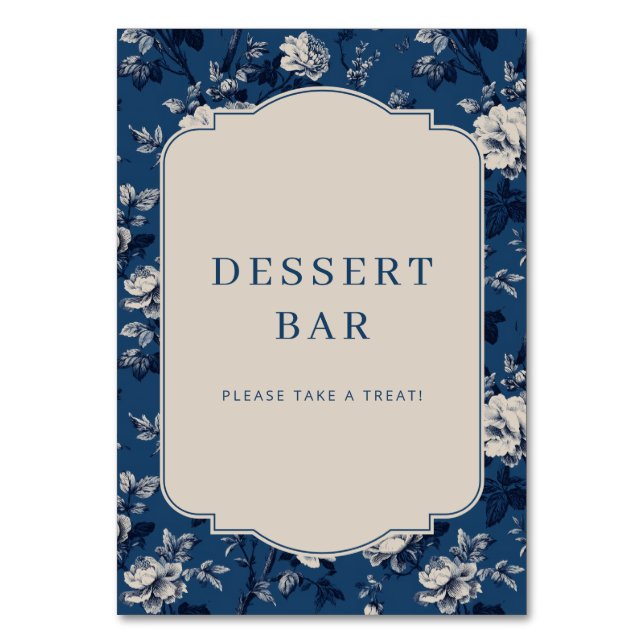 Numéro De Table Panneau de bar à desserts floral élégant marine (Par défaut)